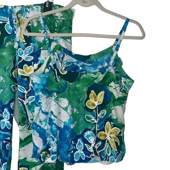 Jams World Vintage Tank And Pants Set Size XS Blue Hawaiian Crackle Print - Picture 3 of 15